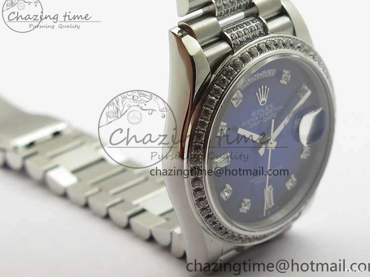 MiroTime 0521 Day-Date 36mm 128239 SS Crystal BP Best Edition Blue Crystal Marker Dial on SS President Bracelet A OdorResistant 2677